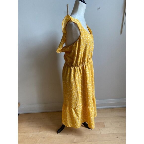 BB Dakota Steve Madden BNWOT womens yellow "petal heart" dress NEW sz XLarge - Picture 3 of 7